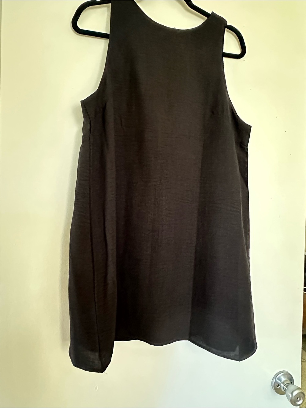Black Swing Dress | Size Large | Minimalist Sleeveless Shift Dress - Picture 3 of 7